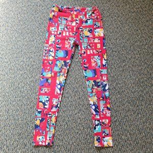 OS LuLaRoe Soft Stretchy Leggings Red Blue Floral Print